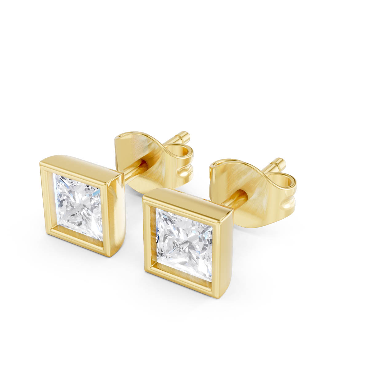 Princess Bezel Stud Earrings view 2