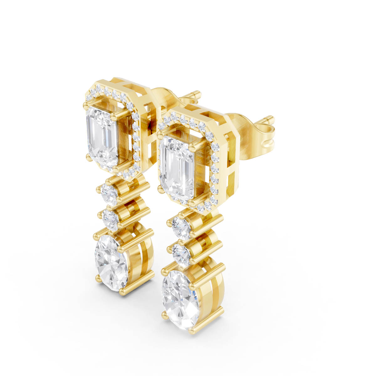 Geometric Diamond Drop Earrings view 2