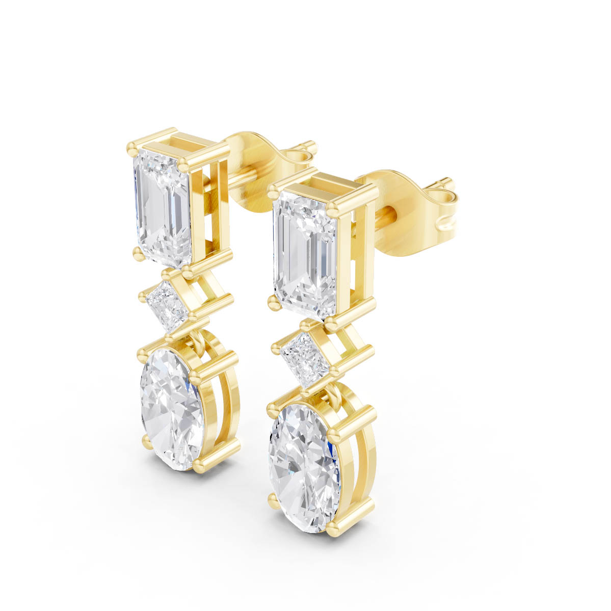 Three Stone Drop Earrings view 2