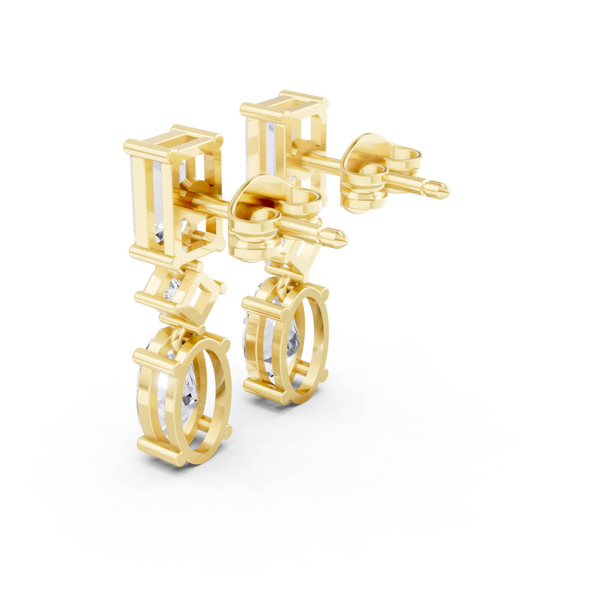Three Stone Drop Earrings view 3