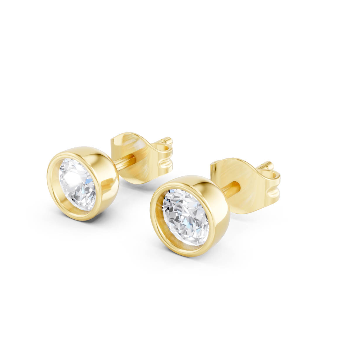 Round Bezel Stud Earrings view 2