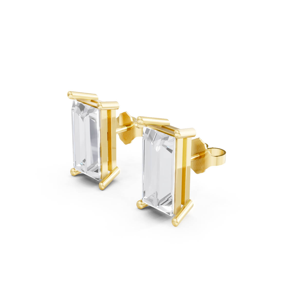 Emerald Cut Crystal Studs view 2