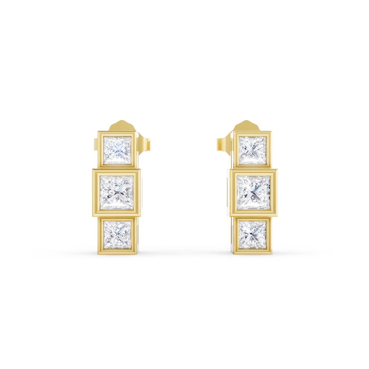 Princess Bezel Drop Earrings