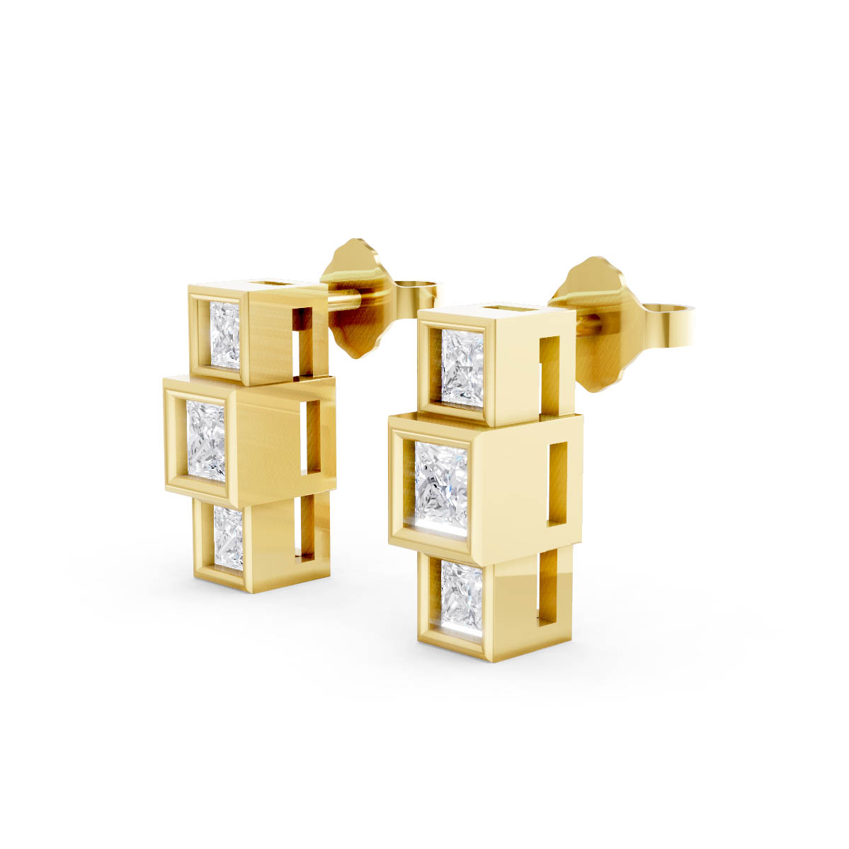 Princess Bezel Drop Earrings view 2