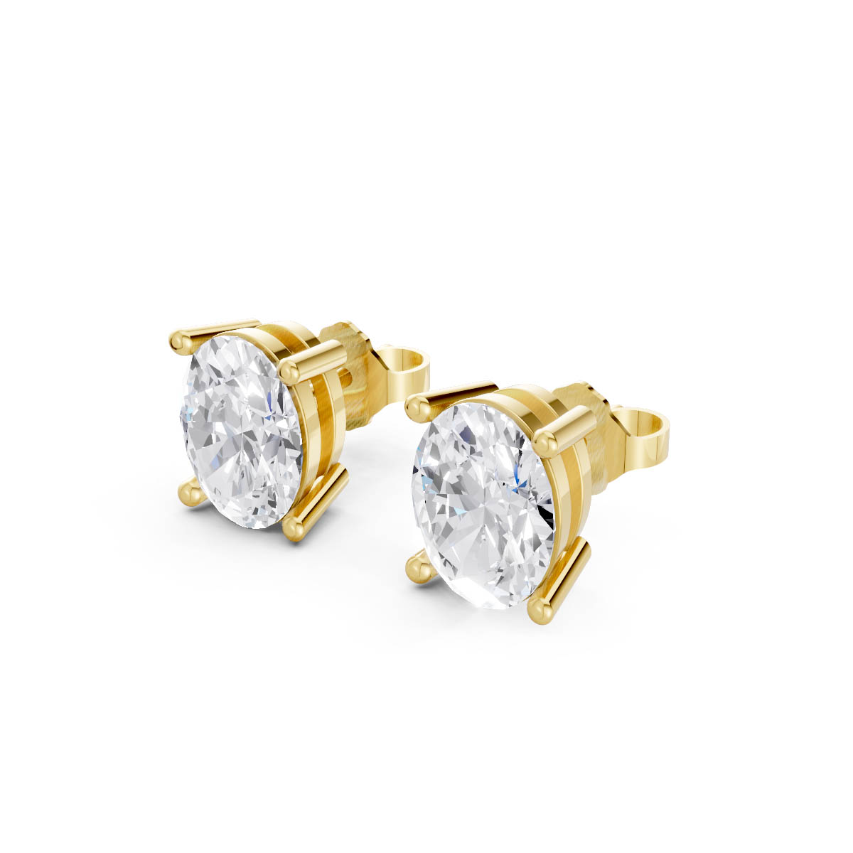 Oval Diamond Stud Earrings view 2
