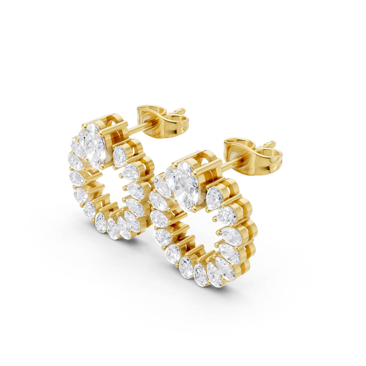 Diamond Open Circle Earrings view 2