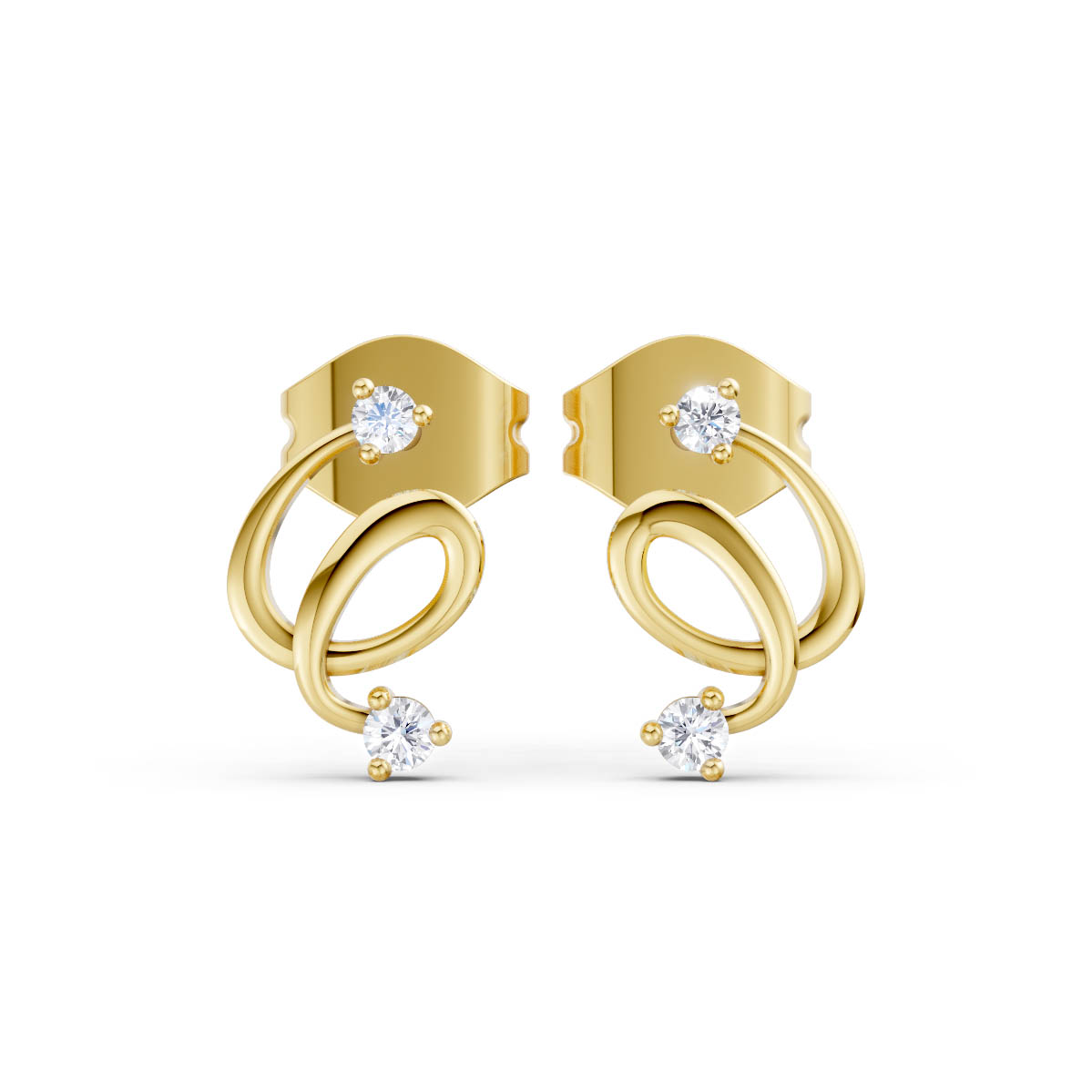 Diamond Swirl Stud Earrings