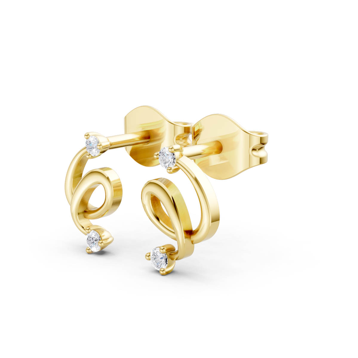 Diamond Swirl Stud Earrings view 2