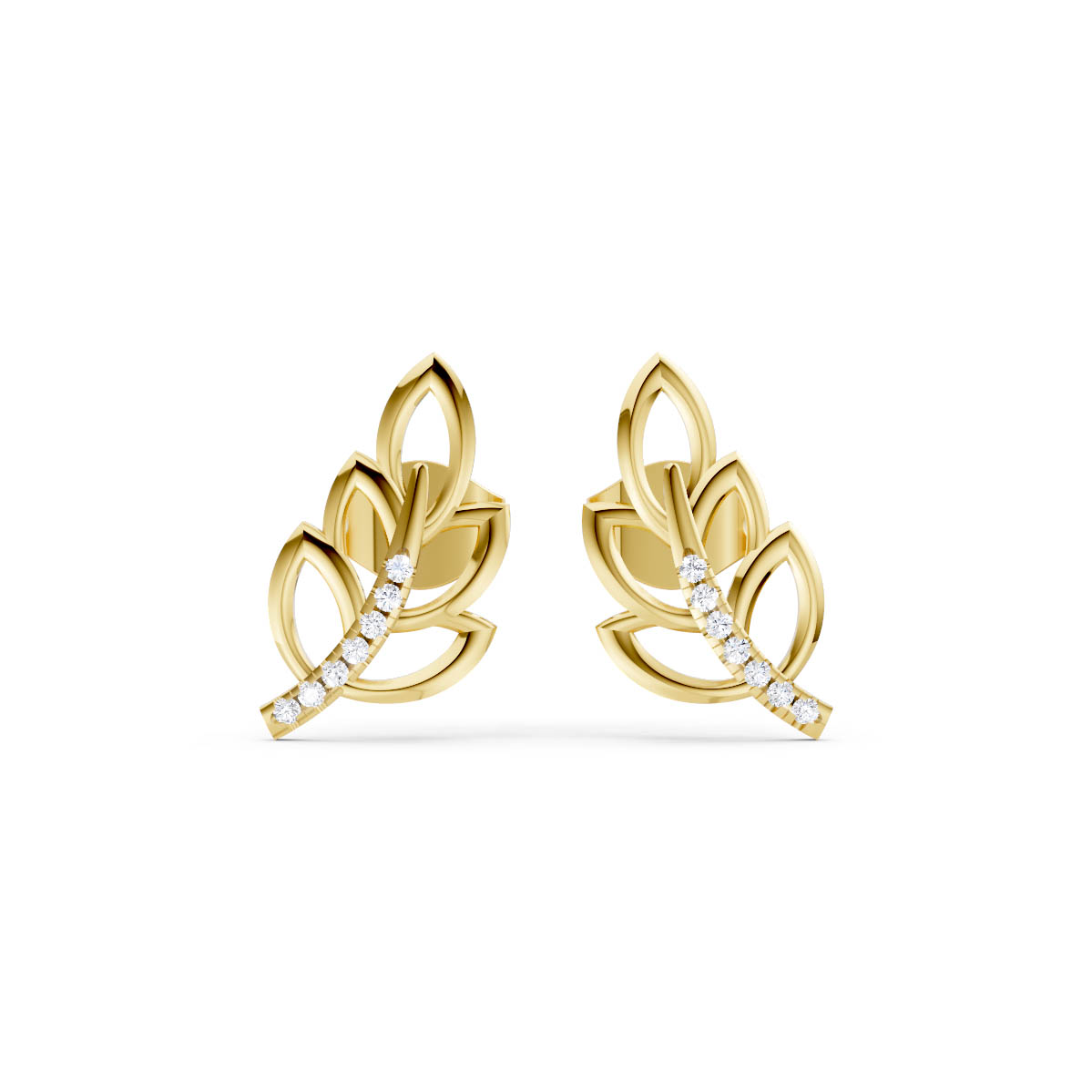 Gold Leaf Diamond Earrings