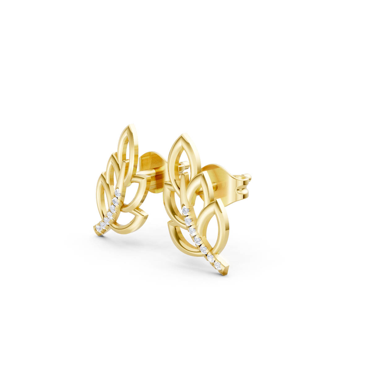 Gold Leaf Diamond Earrings view 2