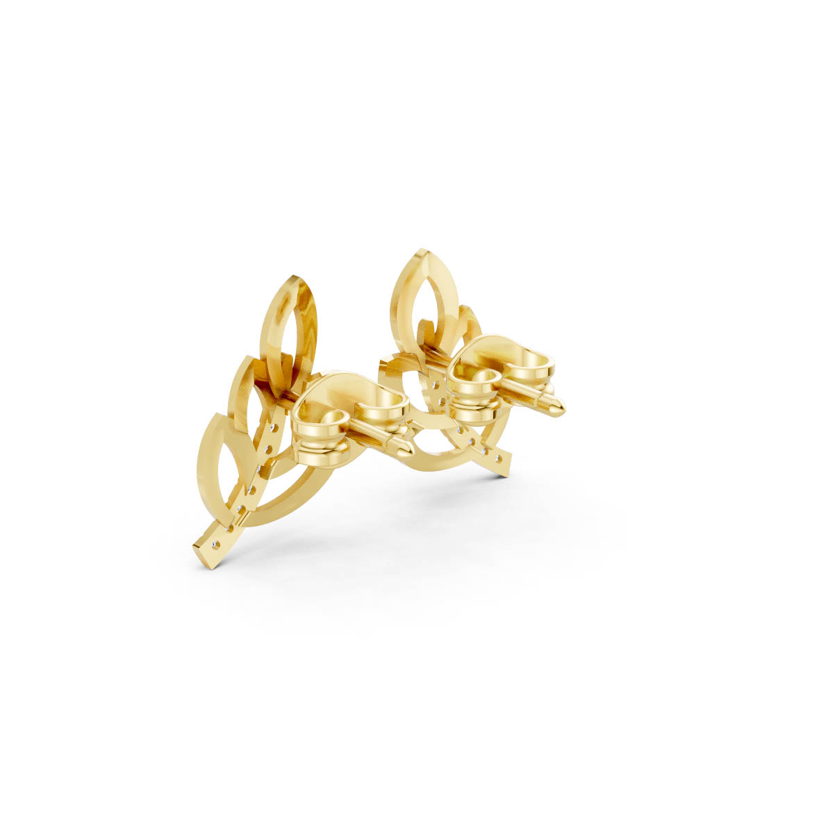 Gold Leaf Diamond Earrings view 3