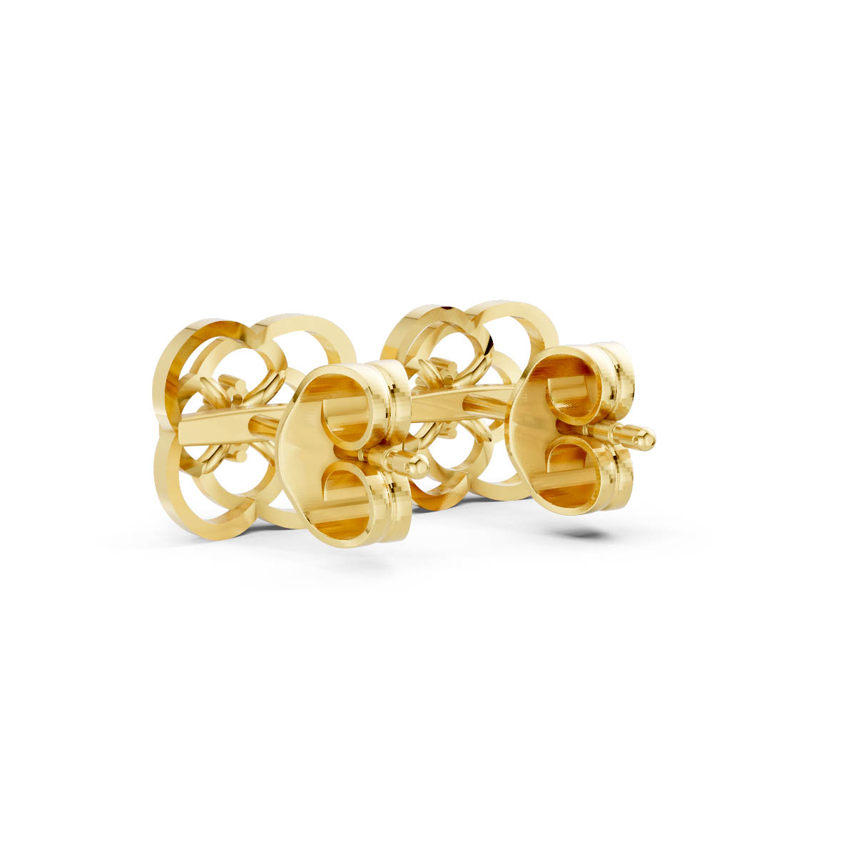 Gold Clover Diamond Earrings view 3