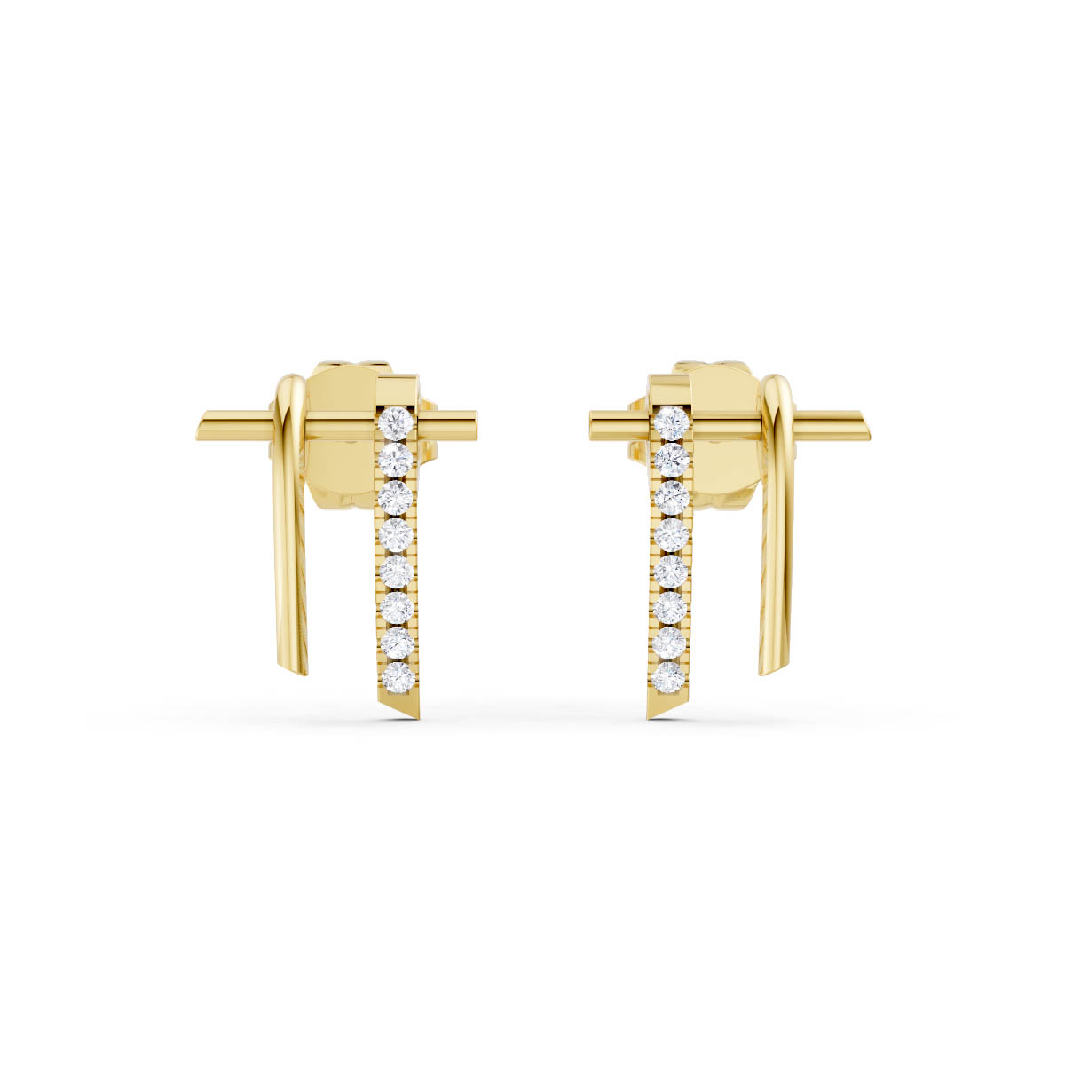 Geometric Gold Diamond Earrings