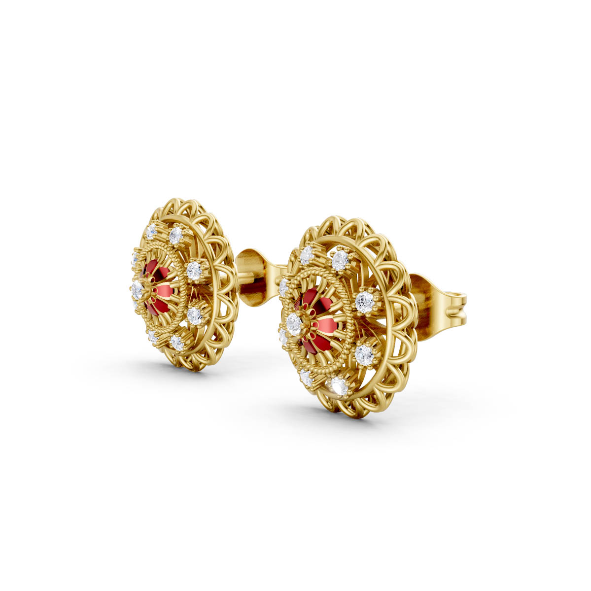 Intricate Gold Mandala Earrings view 2
