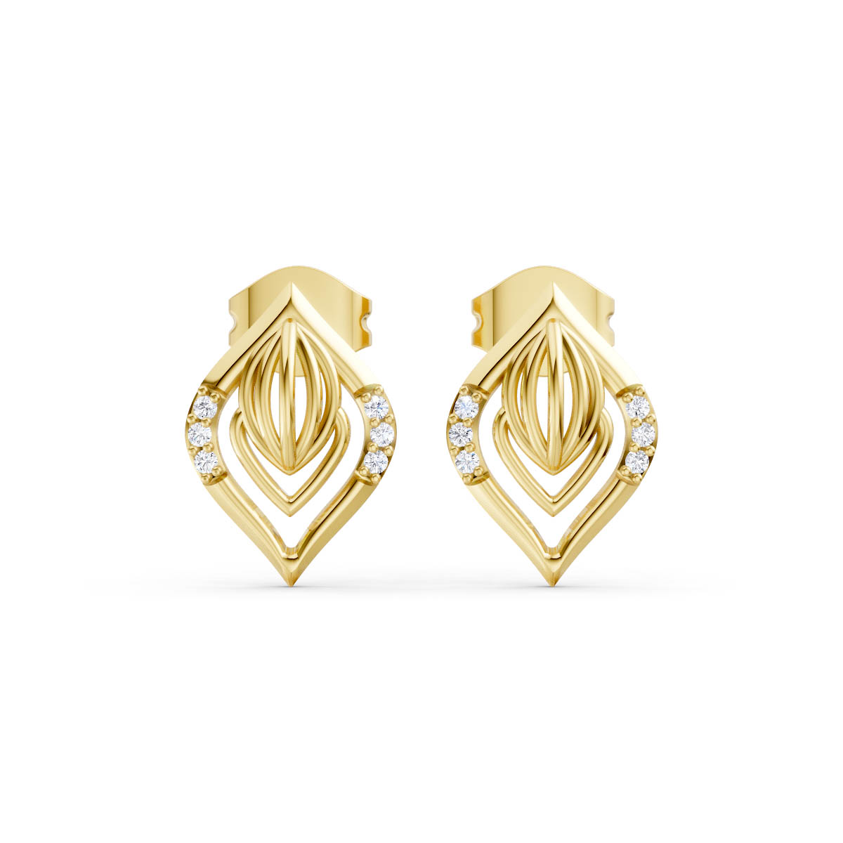 Abstract Leaf Diamond Earrings