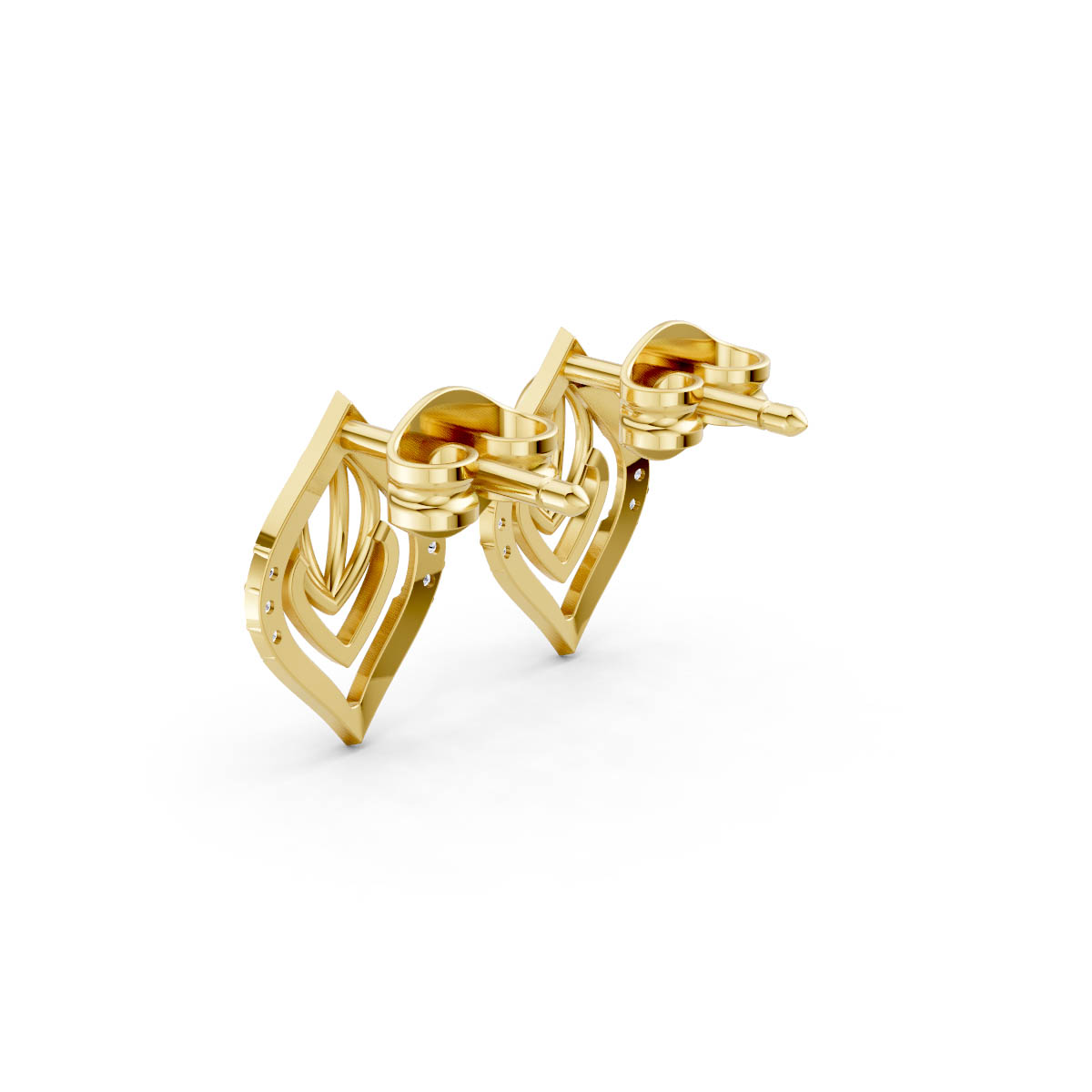 Abstract Leaf Diamond Earrings view 3