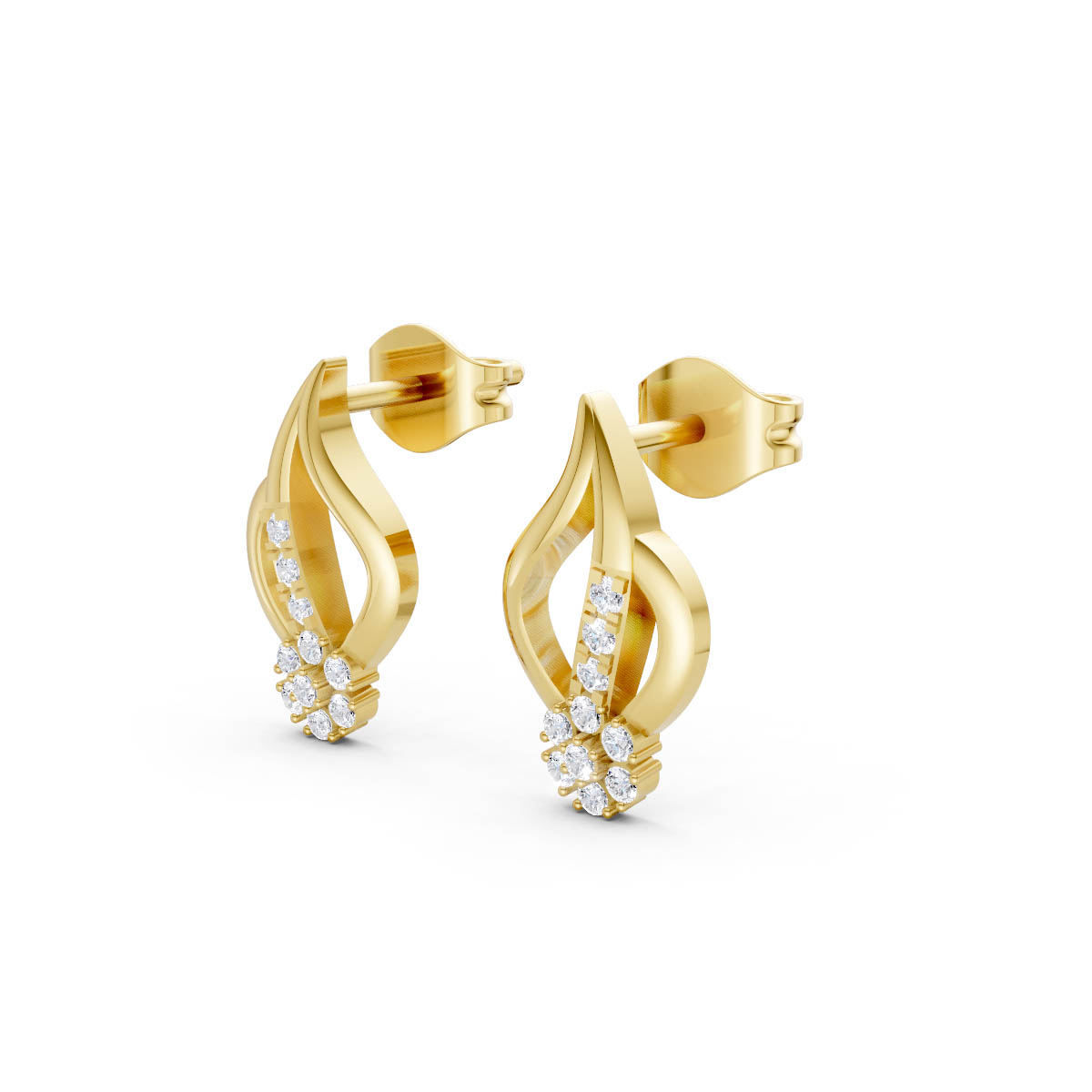 Floral Wave Diamond Earrings view 2