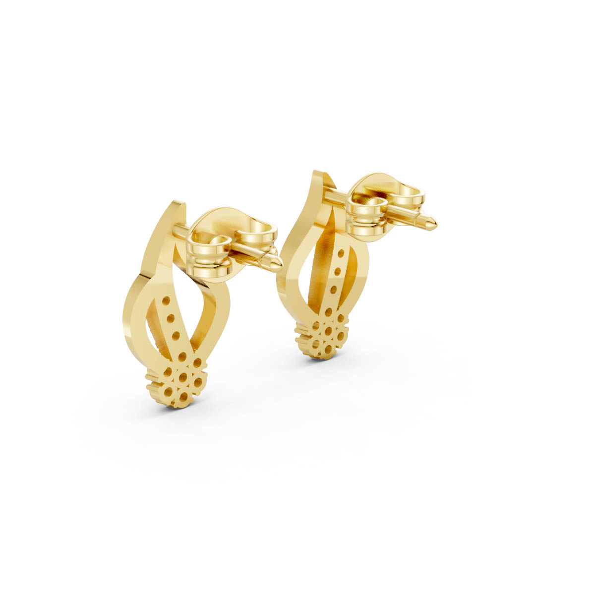 Floral Wave Diamond Earrings view 3