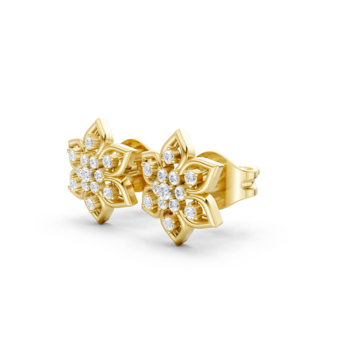 Floral Diamond Stud Earrings view 2