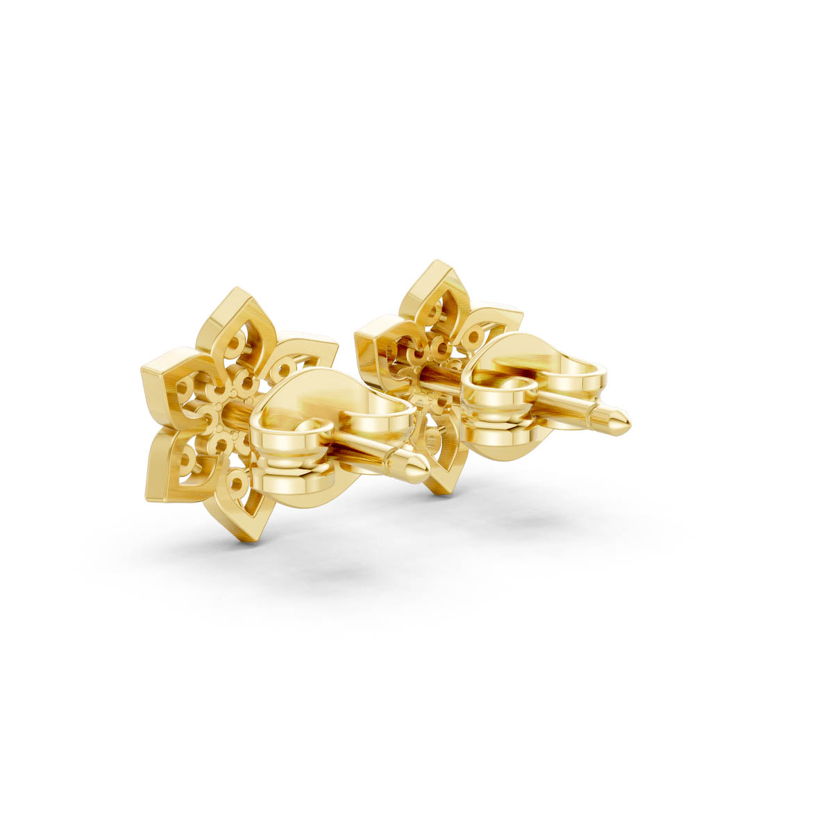Floral Diamond Stud Earrings view 3