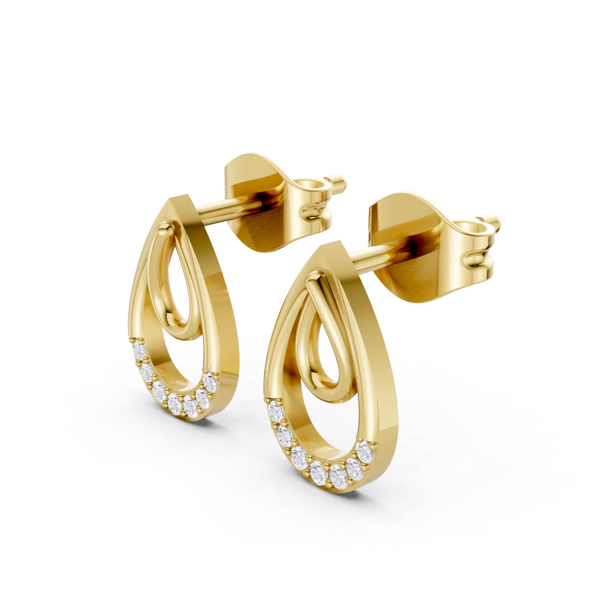 Gold Teardrop Loop Earrings view 2