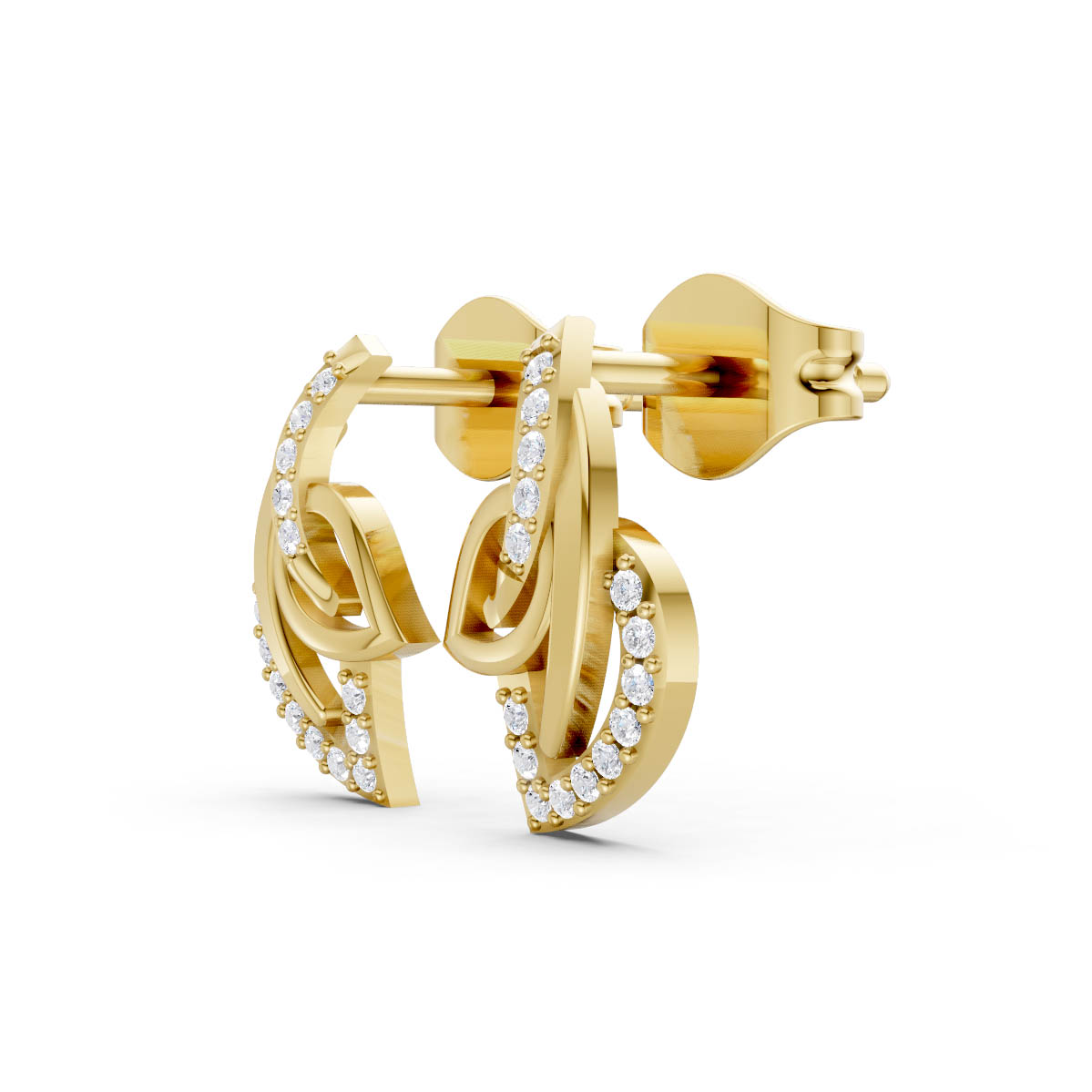 Gold Abstract Leaf Earrings view 2