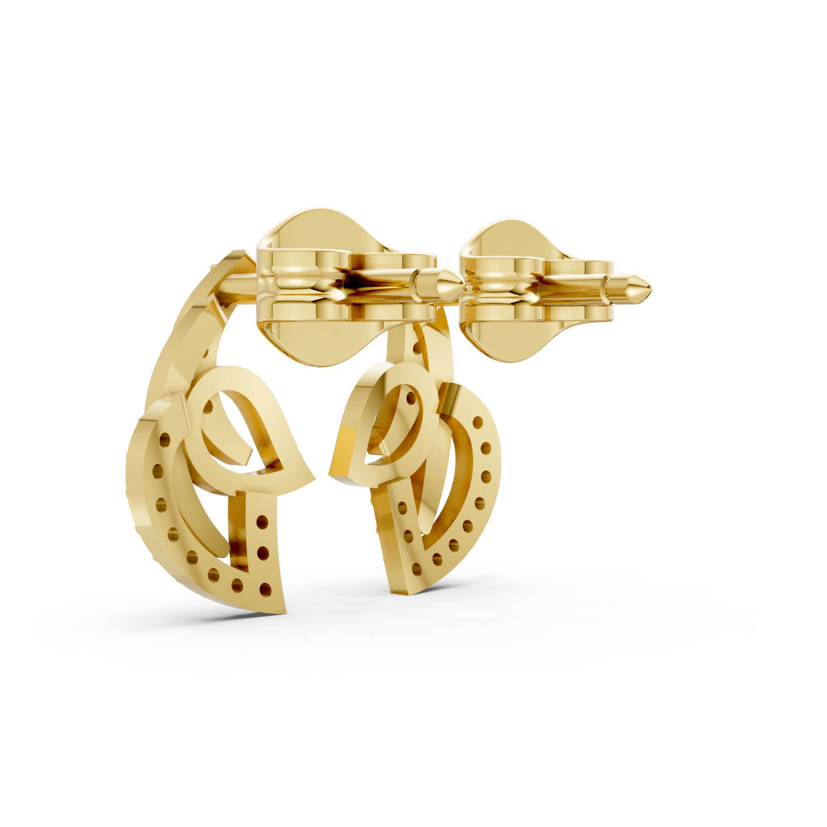 Gold Abstract Leaf Earrings view 3