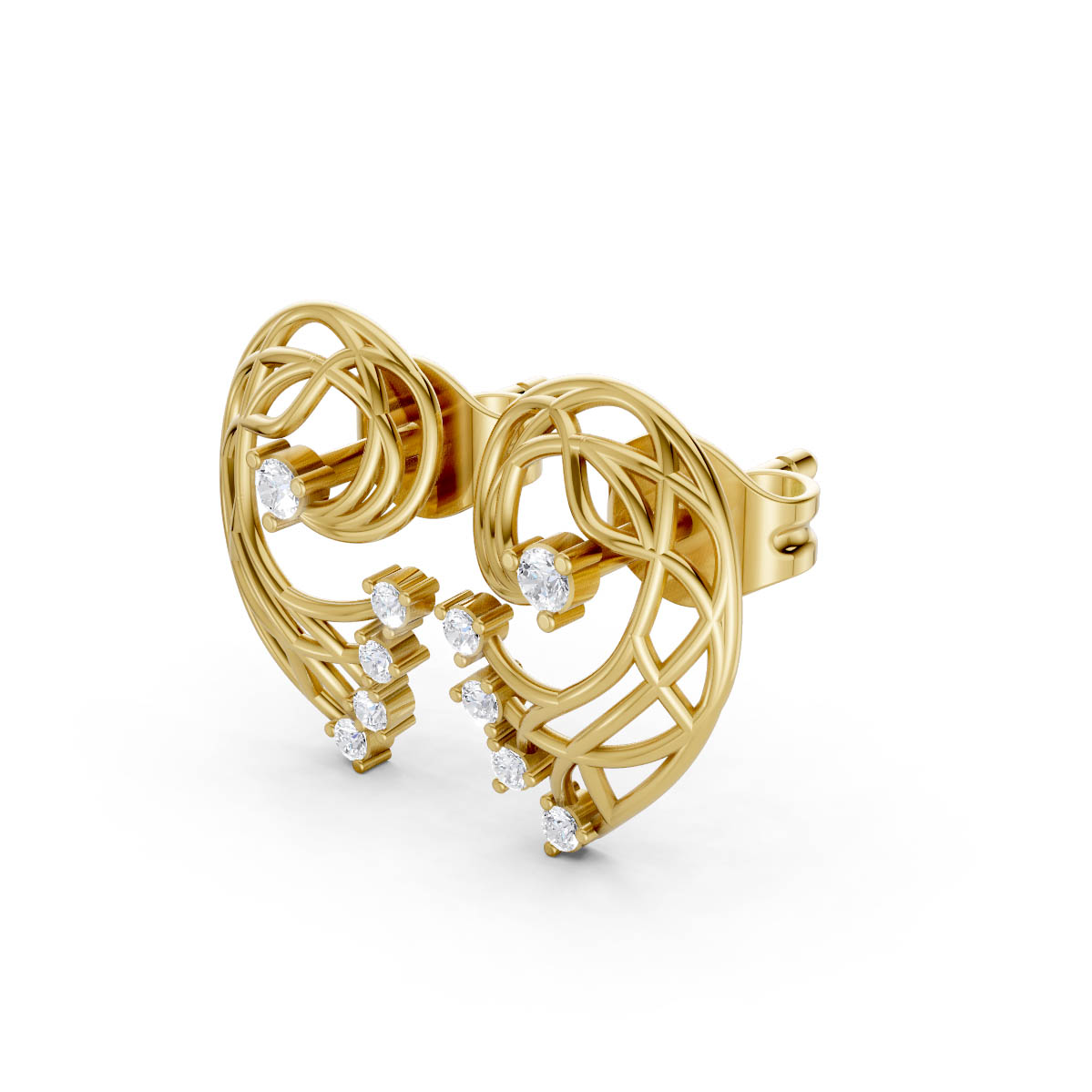 Gold Filigree Swirl Earrings view 2