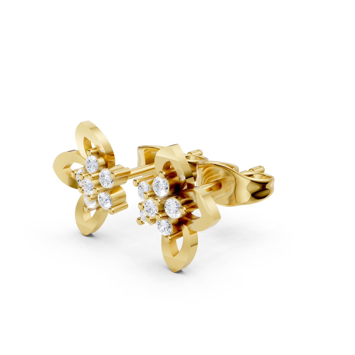 Floral Gold Stud Earrings view 2