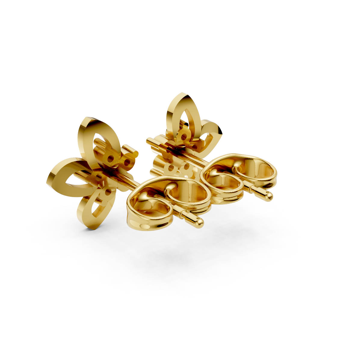 Floral Gold Stud Earrings view 3