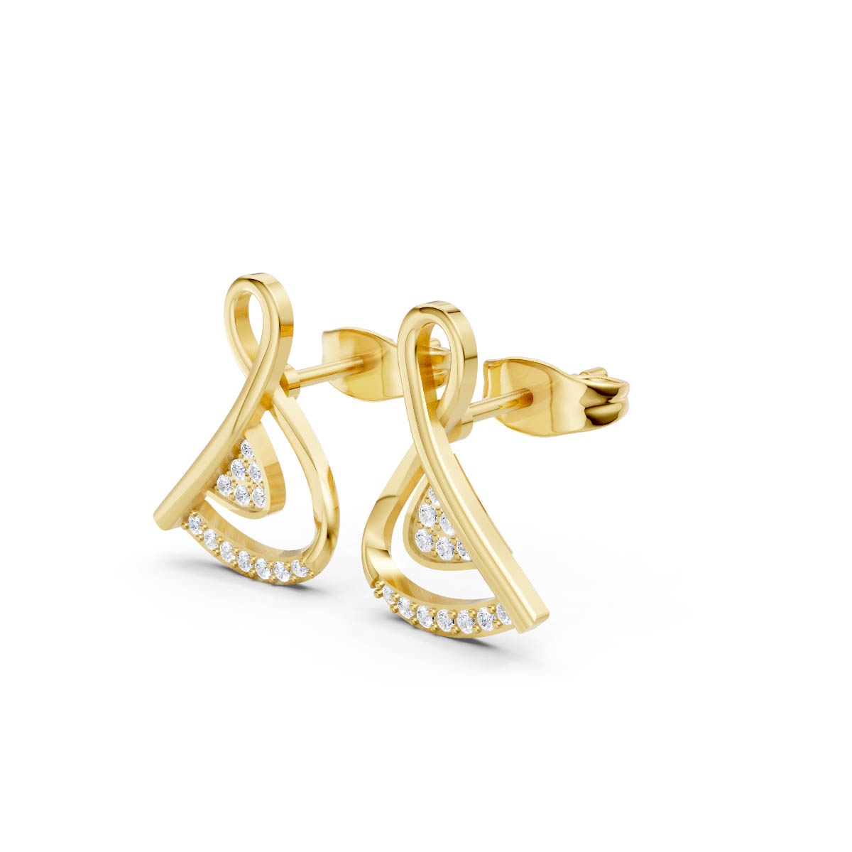 Gold Abstract Loop Earrings view 2