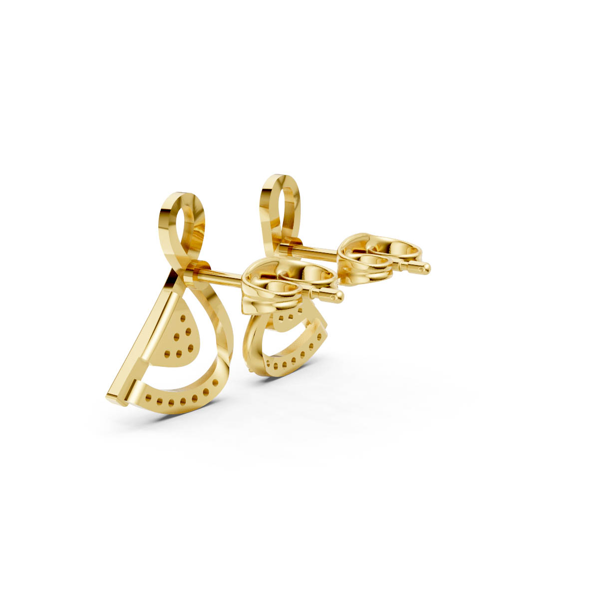 Gold Abstract Loop Earrings view 3