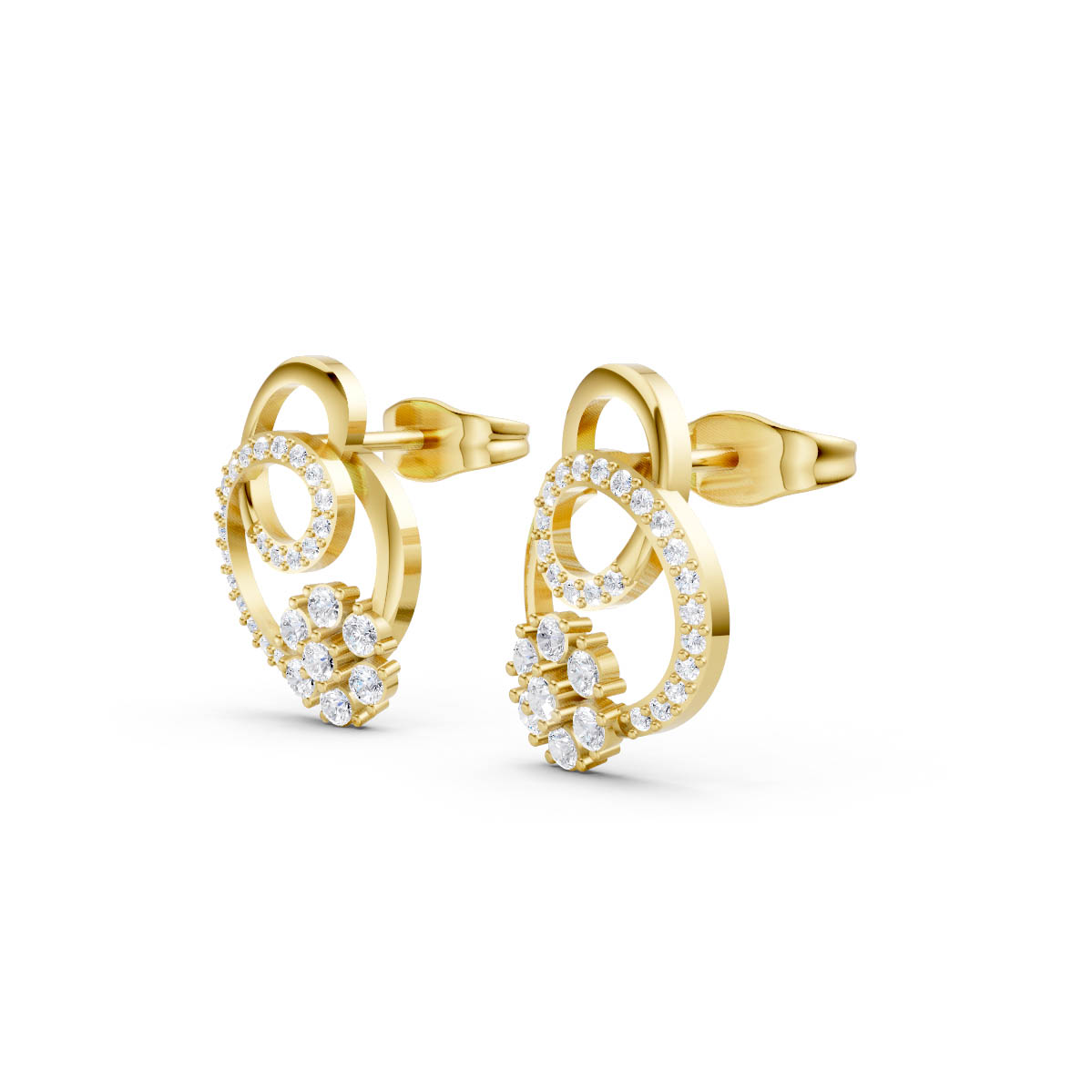 Gold Interlocking Floral Earrings view 2