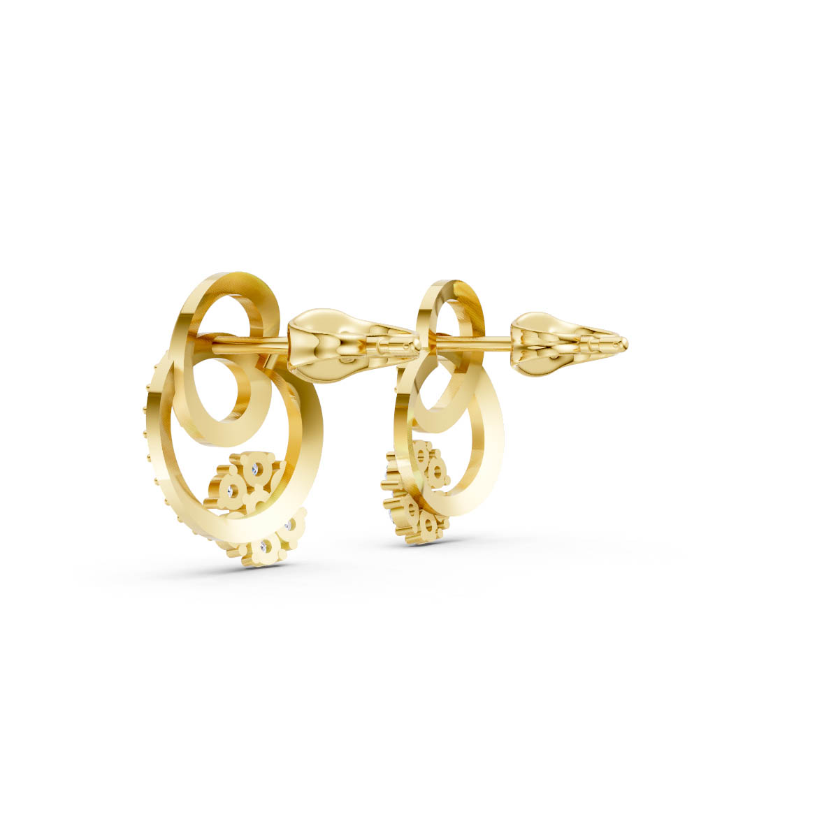 Gold Interlocking Floral Earrings view 3
