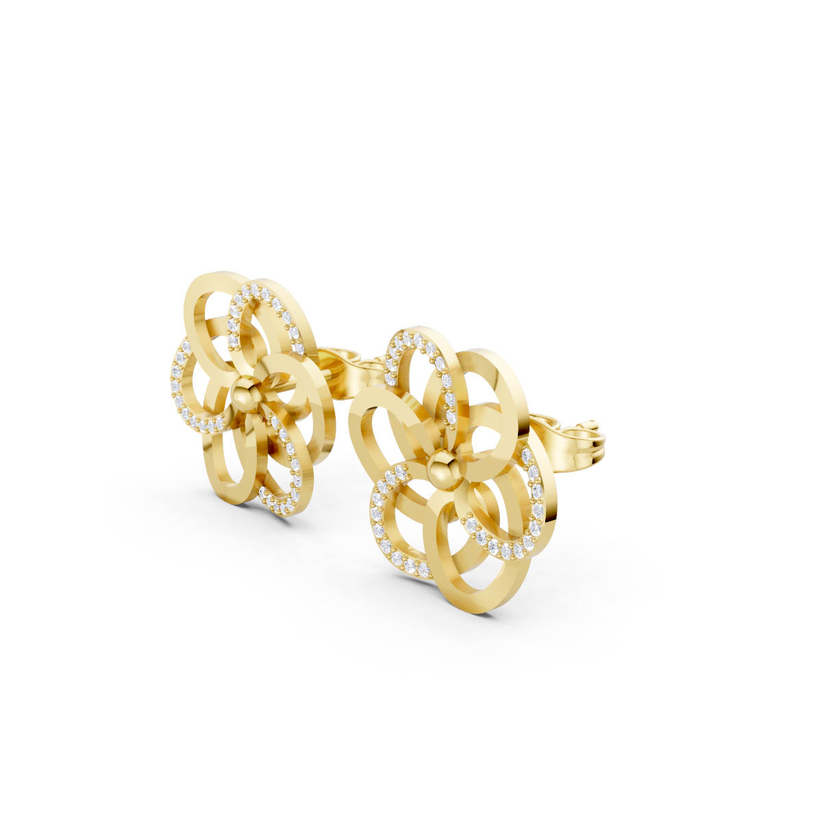 Interlocking Floral Gold Earrings view 2