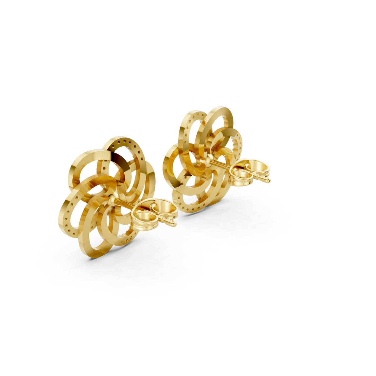 Interlocking Floral Gold Earrings view 3