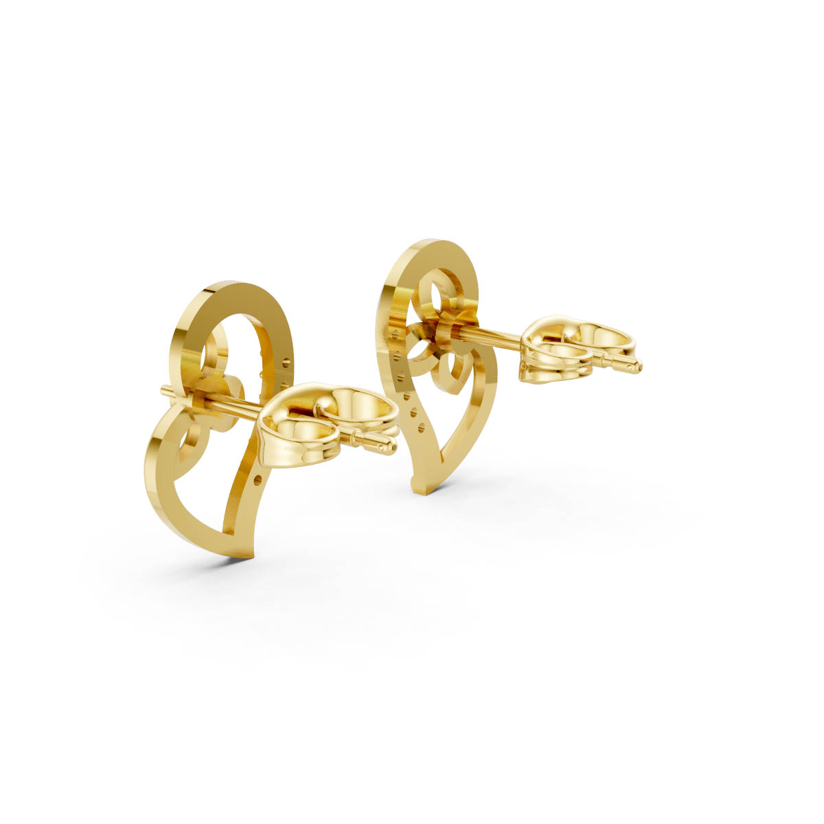 Floral Heart Gold Earrings view 3