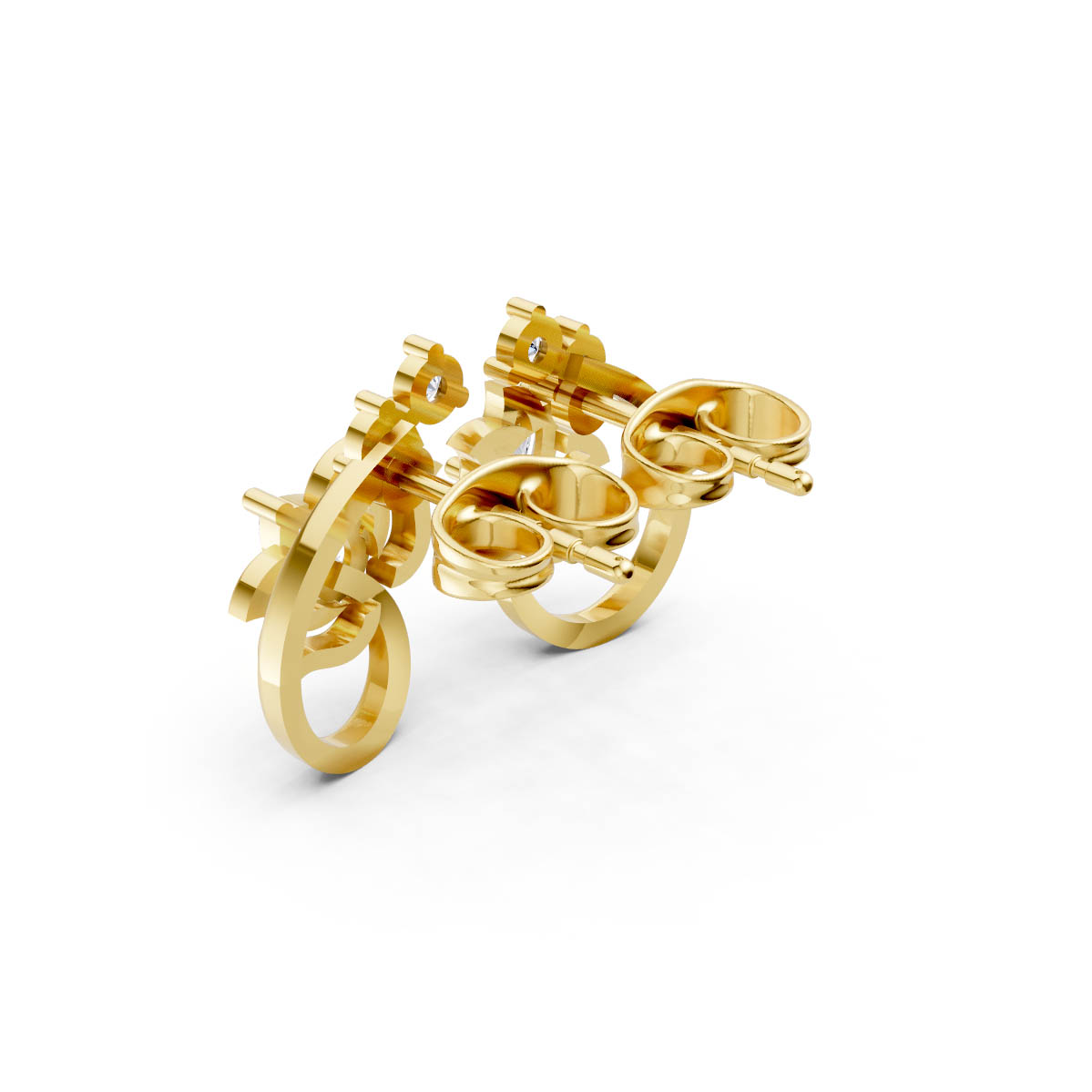 Pear Diamond Lotus Earrings view 3