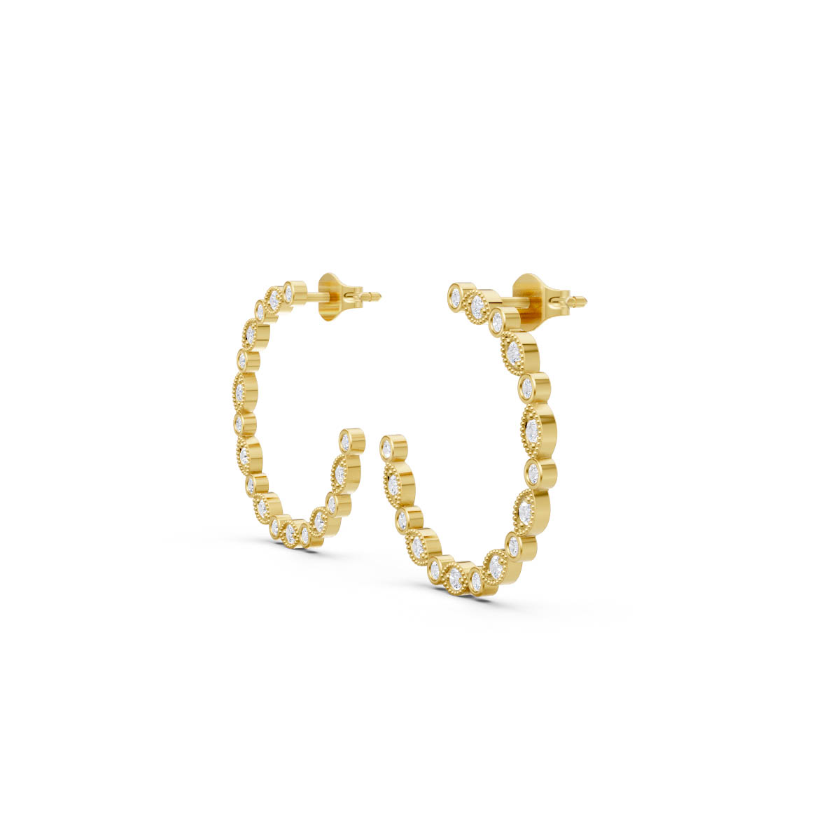 Beaded Diamond Hoop Earrings view 2