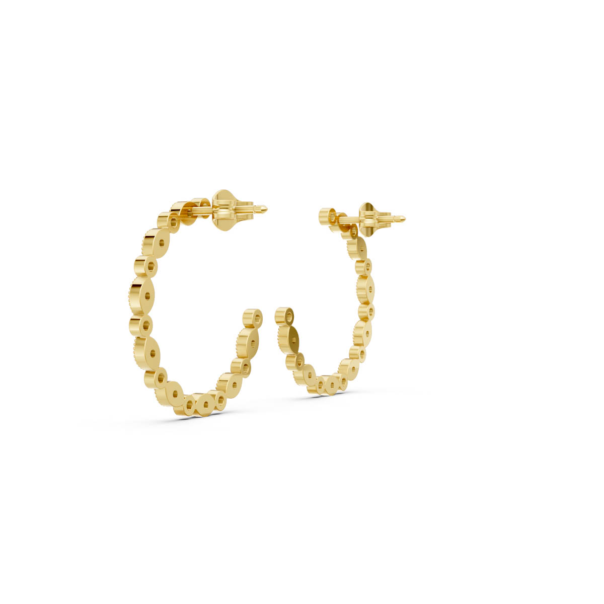 Beaded Diamond Hoop Earrings view 3
