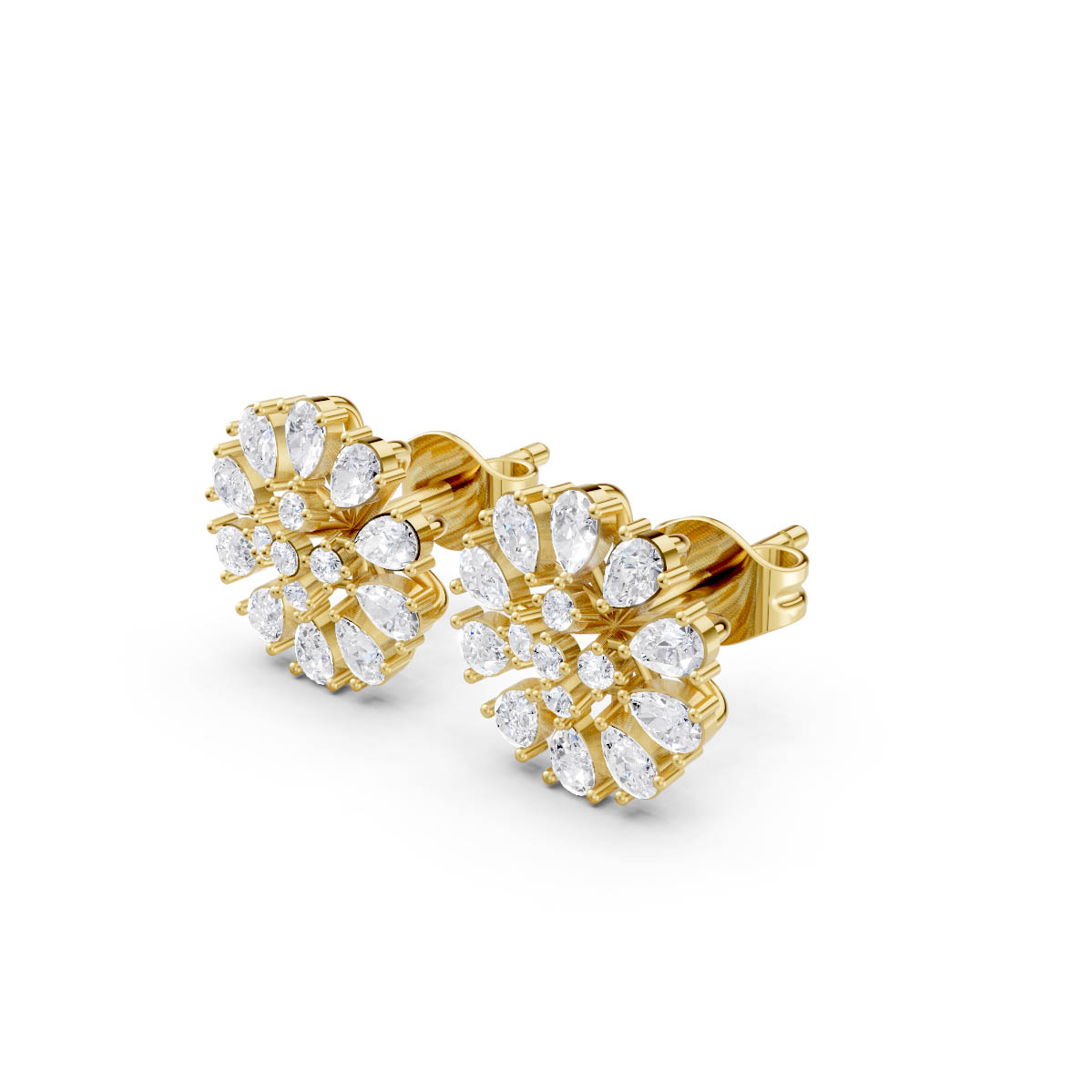 Pear Diamond Starburst Earrings view 2