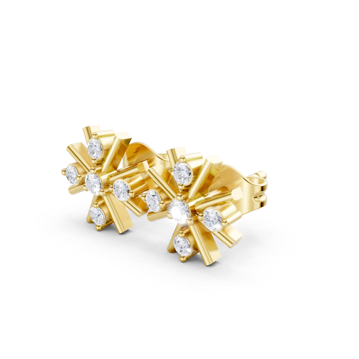 Geometric Starburst Gold Earrings view 2