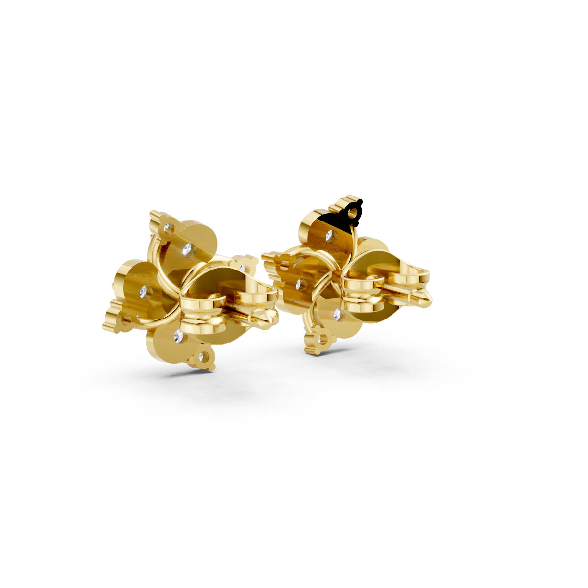 Interlocking Diamond Gold Earrings view 3