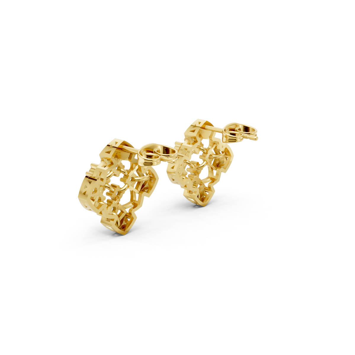Floral Diamond Gold Studs view 3