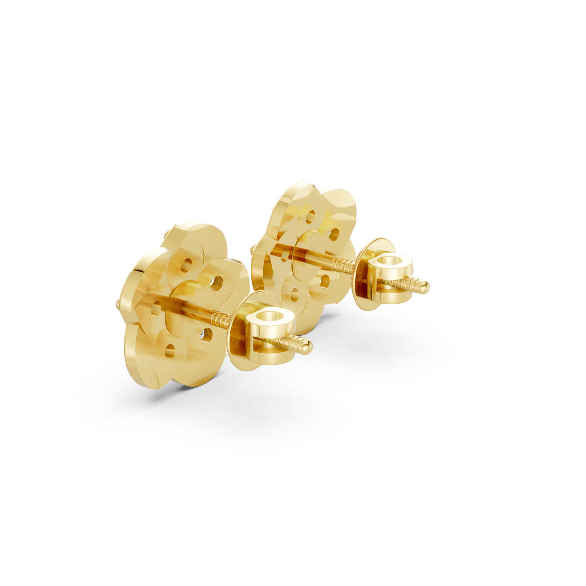 Blossom Diamond Gold Studs view 3