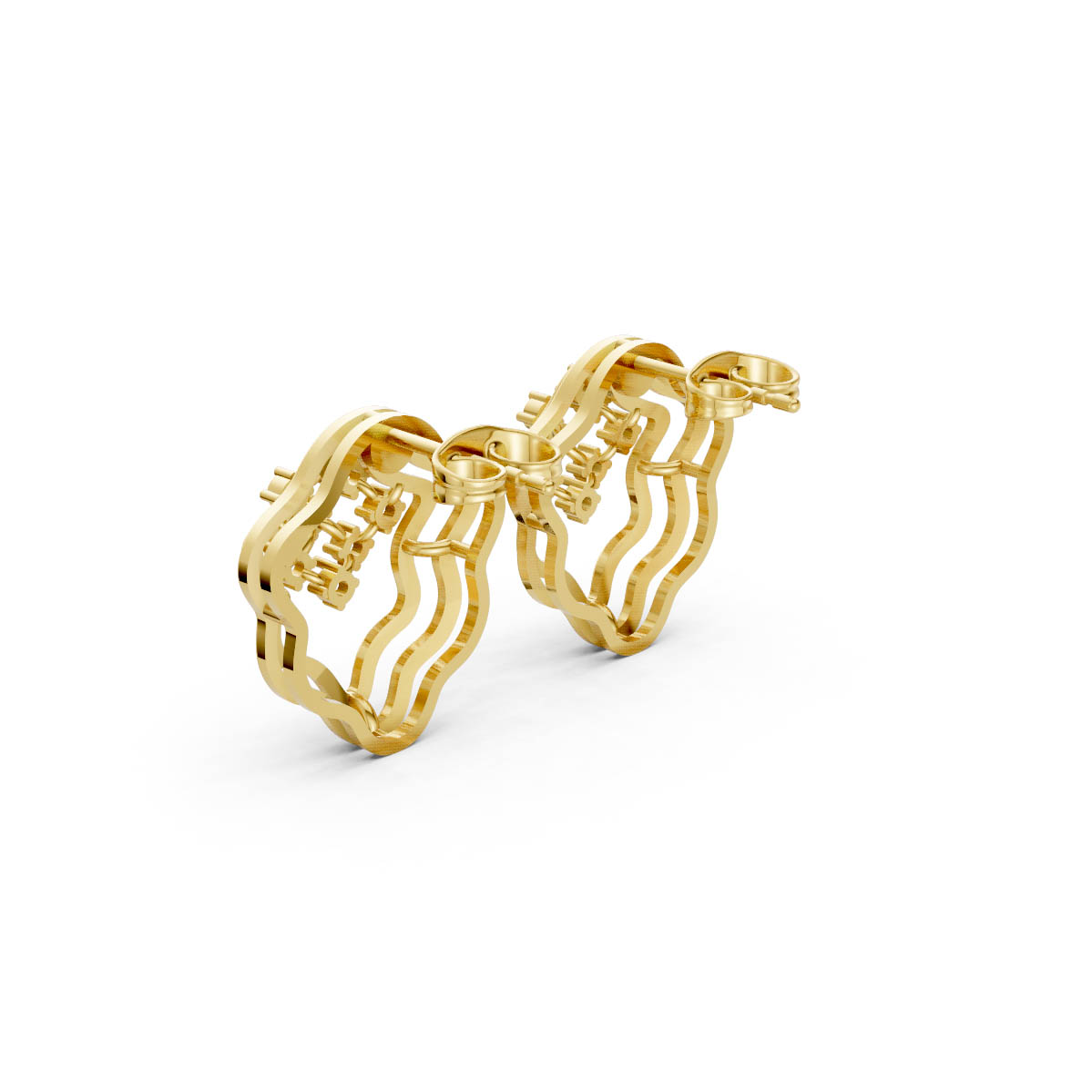 Halo Diamond Gold Studs view 3
