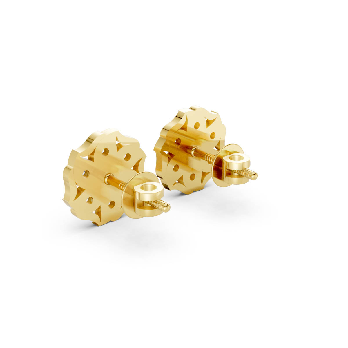 Vintage Diamond Gold Studs view 3