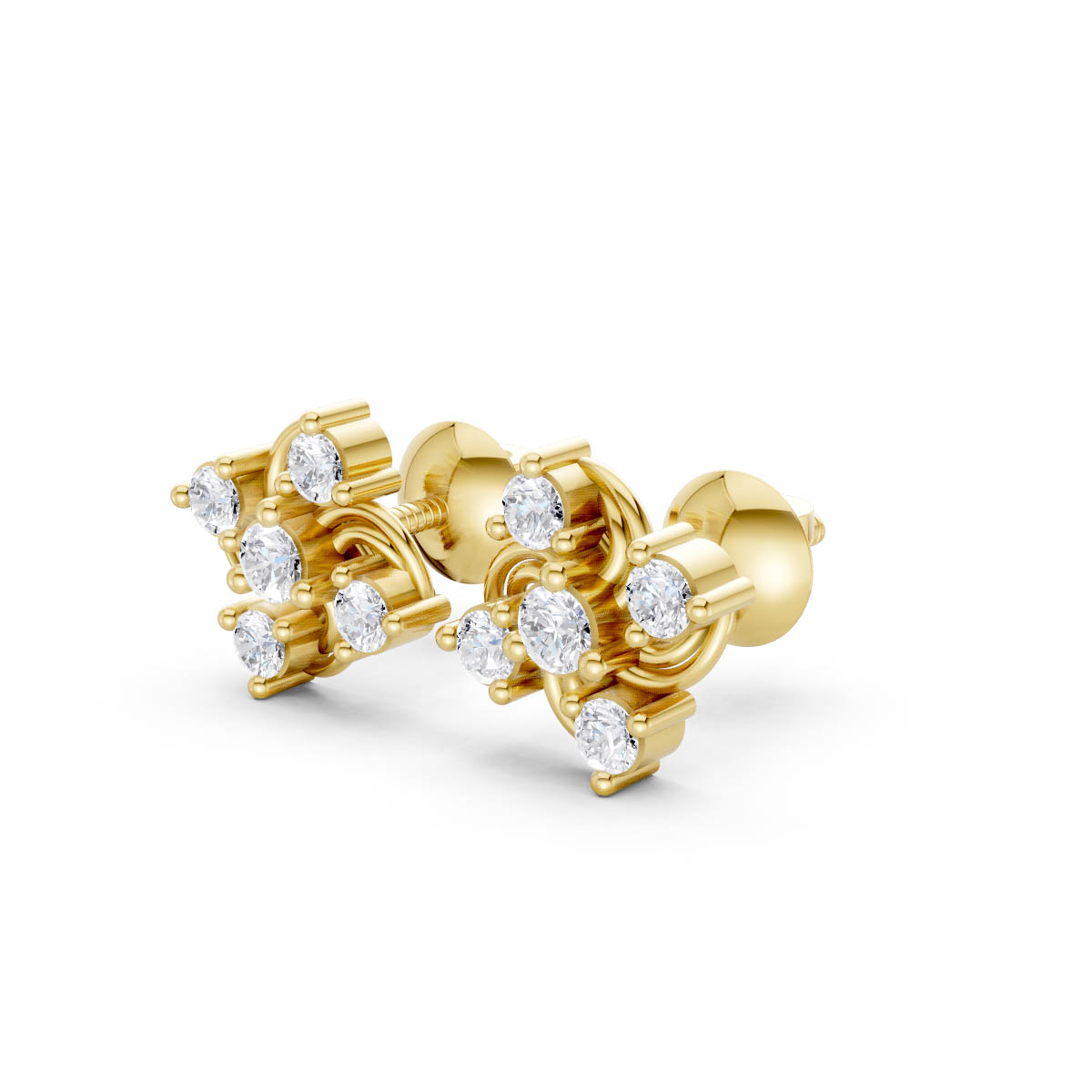 Twisted Diamond Gold Studs view 2