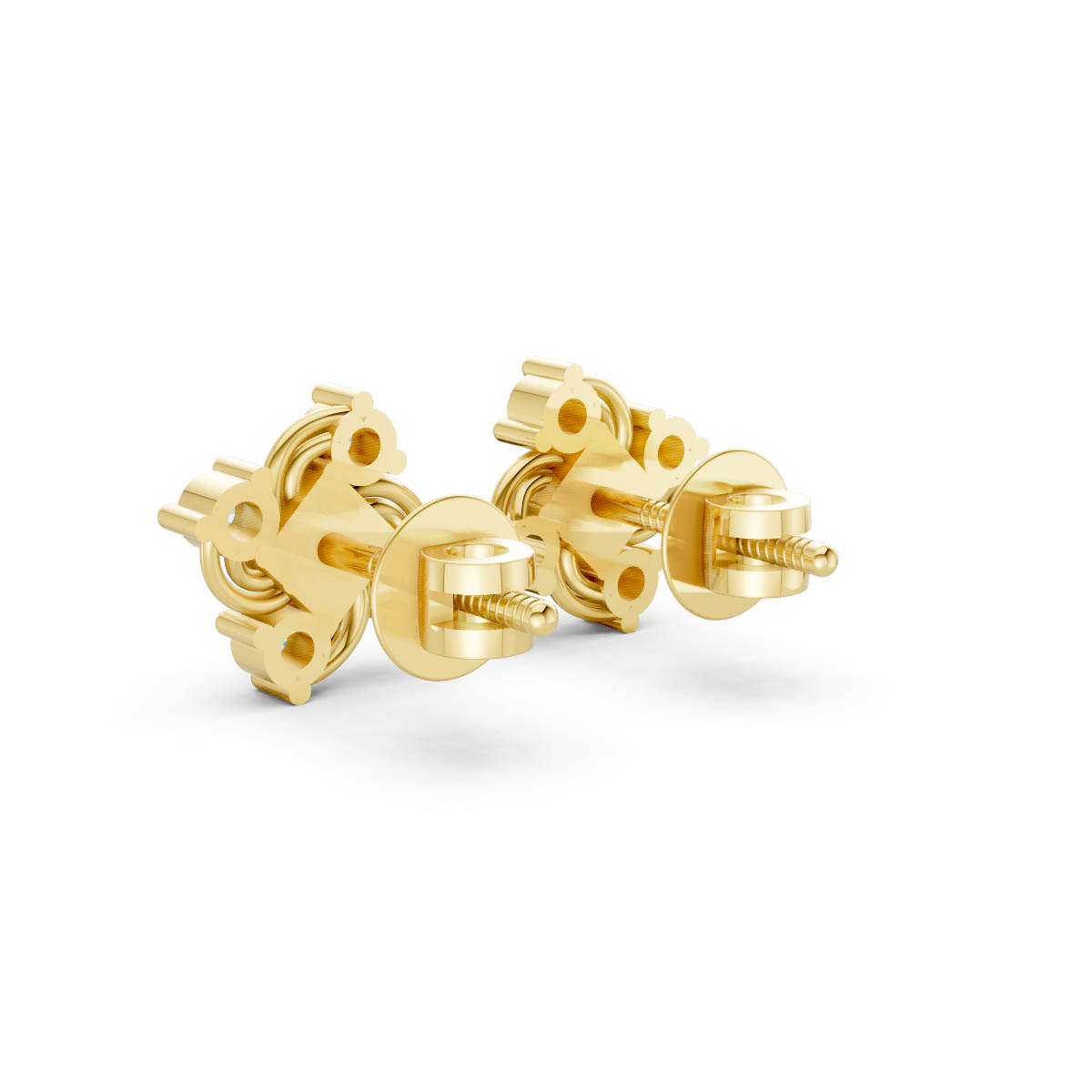 Twisted Diamond Gold Studs view 3