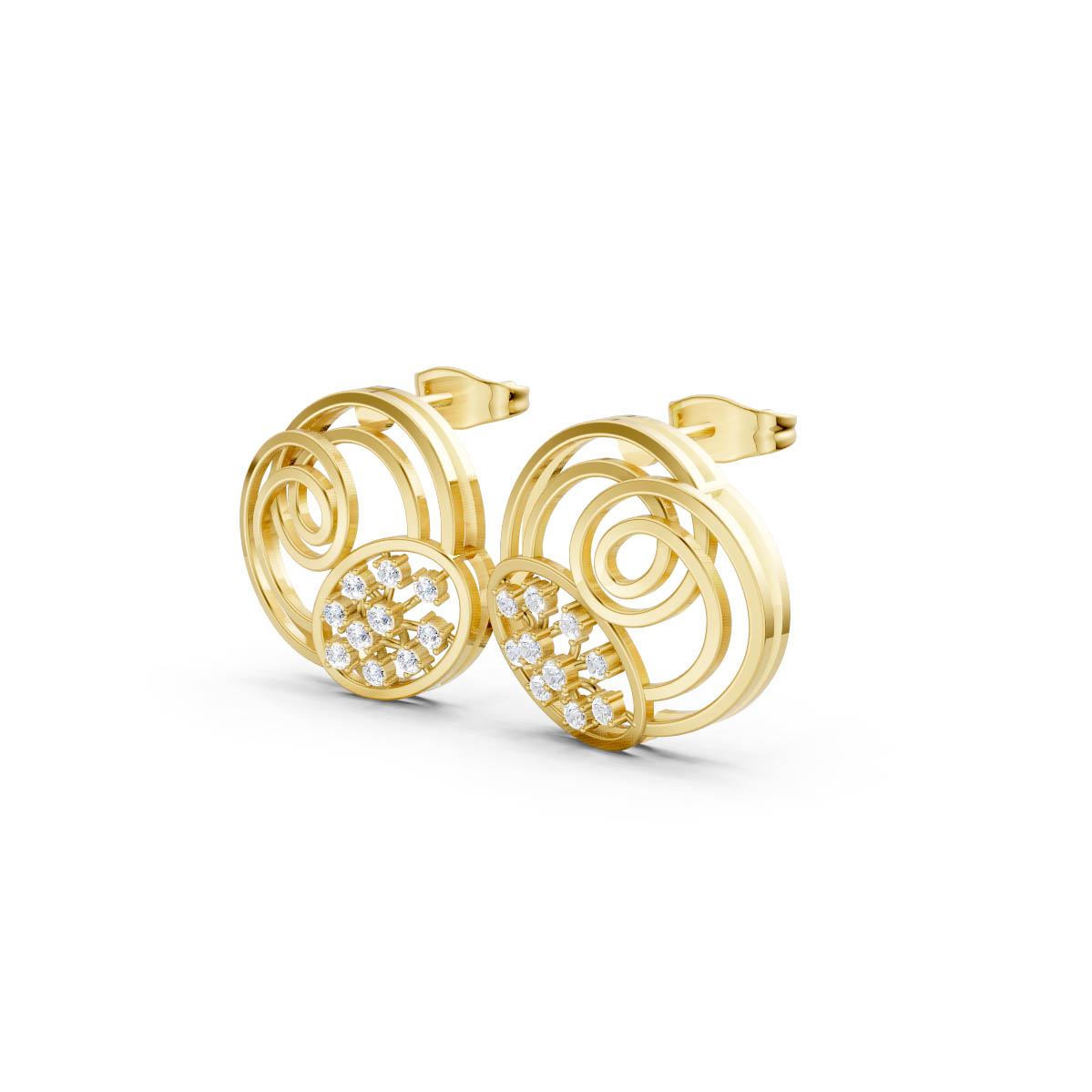 Orbit Diamond Gold Studs view 2